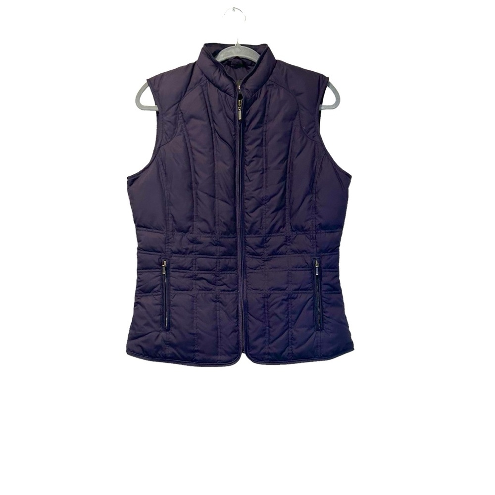 Eddie Bauer Quilted Goose Down Puffer Vest Women's M Tall Purple Equestrian